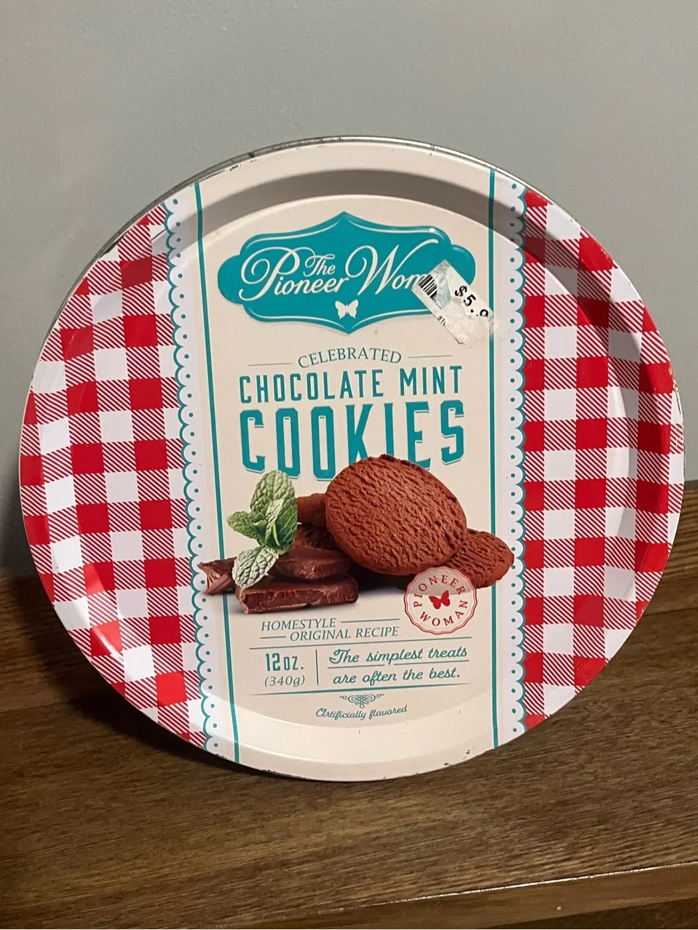 Last One! 🌺 EUC The Pioneer Woman Red Gingham Collectible EMPTY Cookie Tin